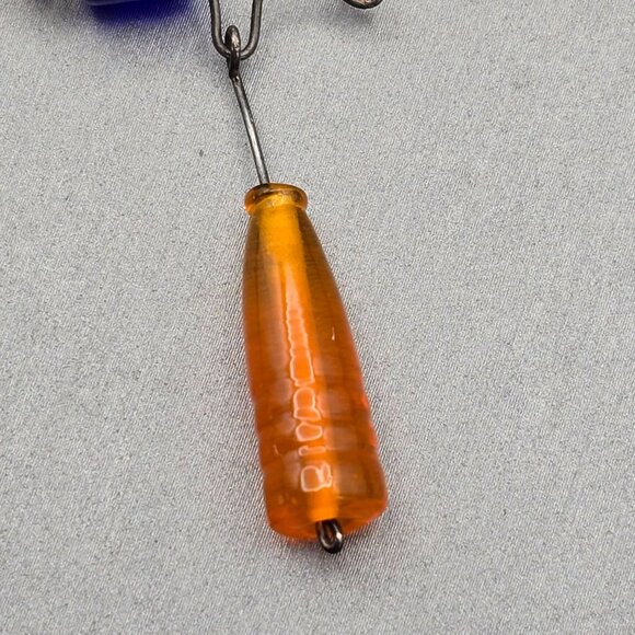 VTG Artisian Necklace Sterling Silver Cobalt Blue & Orange Beaded Necklace 16" - Picture 4 of 11